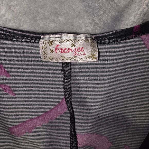 ​Y2K Frenzee USA Square Neck Blouse XL Abstract Floral Striped Top - Picture 3 of 3